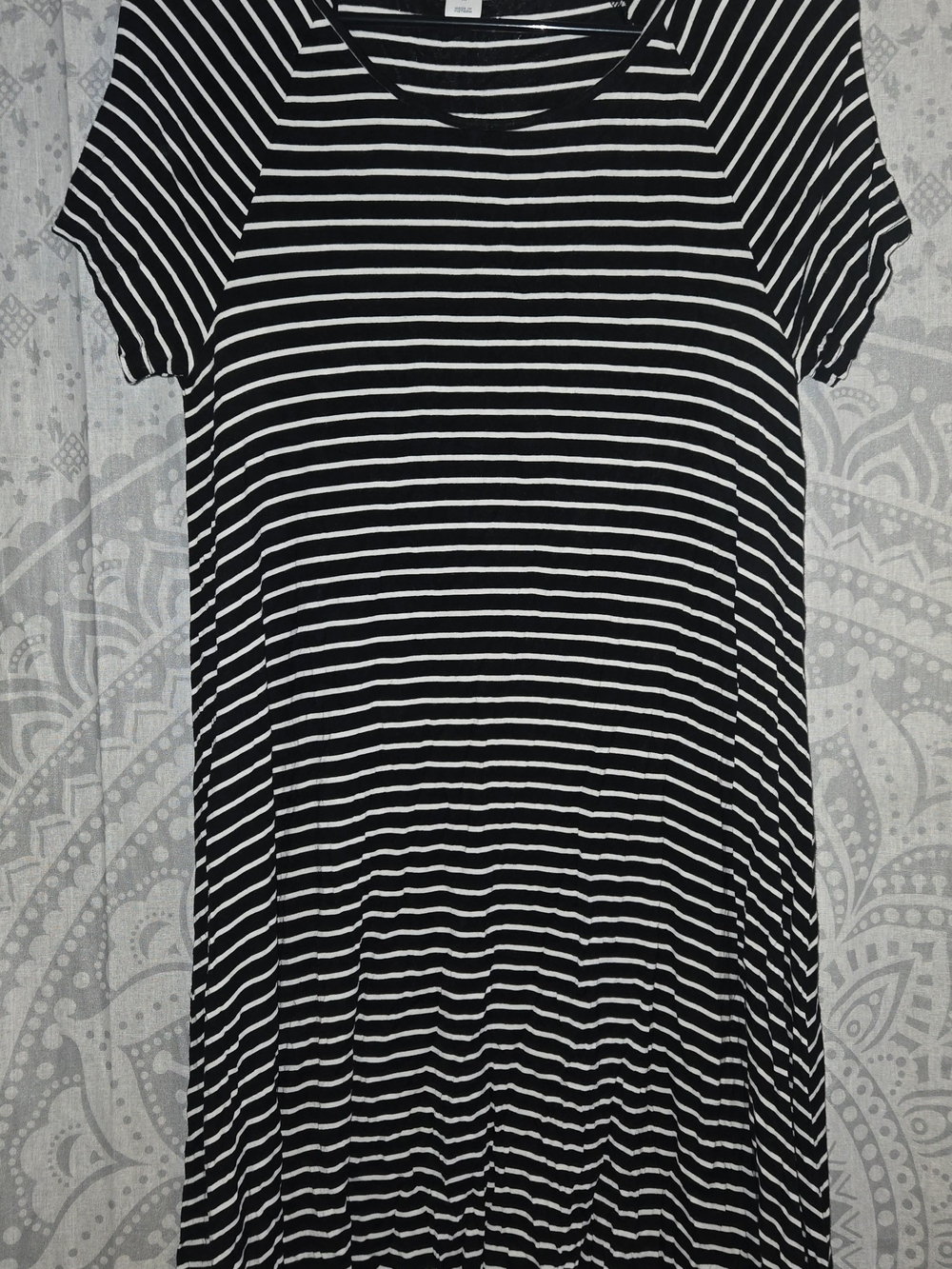Old Navy Black and White Striped Short Sleeve Tee Dress